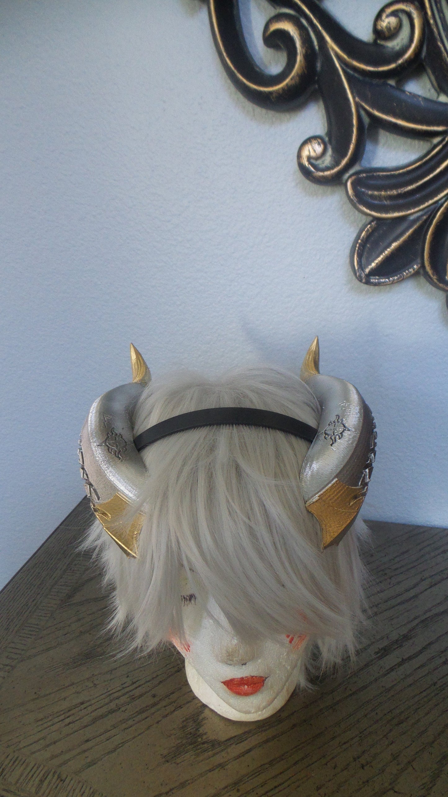 Nordic Mythology Fantasy Snake Dragon 3d printed horns on headband DIY costume addition dragon comic-con fantasy viking horns silver & gold
