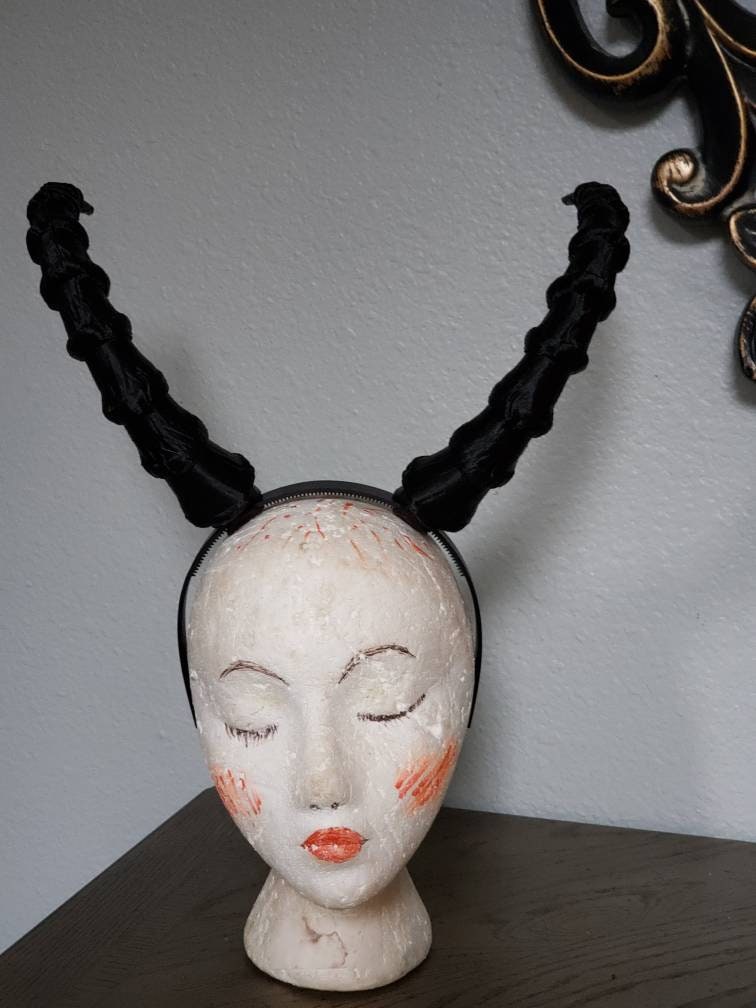 Mountain Goat horns Krampus horns on headband lightweight cosplay horned headband long and thin Photo prop horns Furry addition