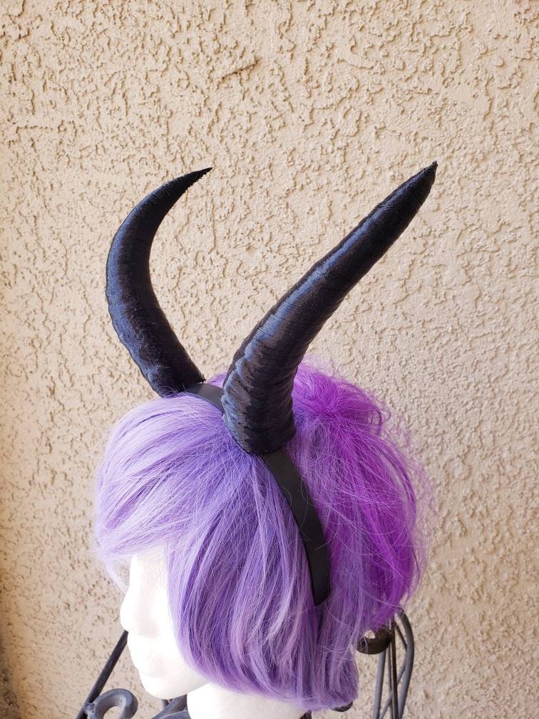 Mountain Goat horns Krampus horns on headband lightweight cosplay horned headband long and thin Photo prop horns Furry addition bone dragon