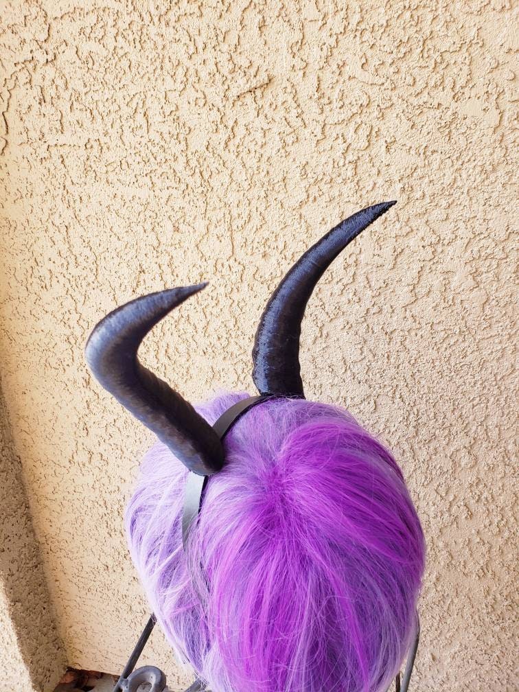 Mountain Goat horns Krampus horns on headband lightweight cosplay horned headband long and thin Photo prop horns Furry addition bone dragon