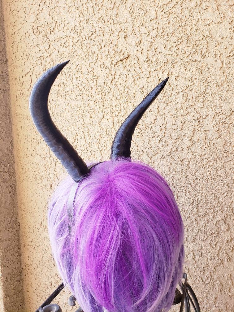 Mountain Goat horns Krampus horns on headband lightweight cosplay horned headband long and thin Photo prop horns Furry addition bone dragon