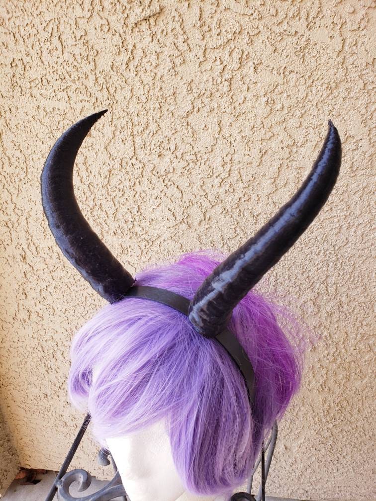 Mountain Goat horns Krampus horns on headband lightweight cosplay horned headband long and thin Photo prop horns Furry addition bone dragon