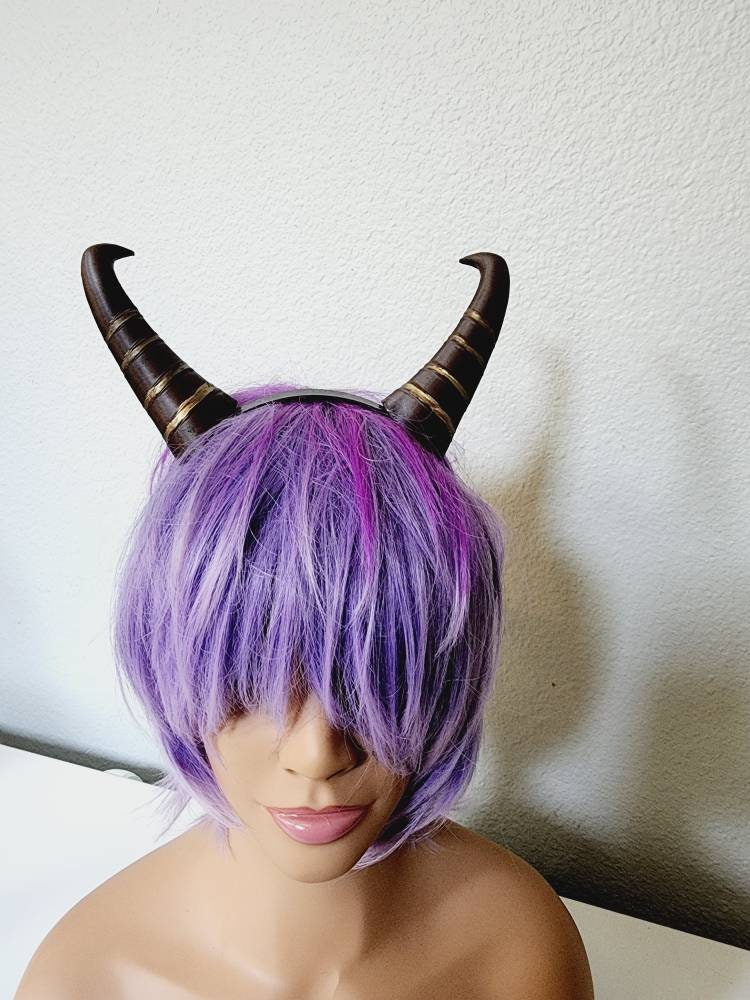 Phil from Hercules Disney headdress horns ultra lightweight attached to a headband cosplay set Headdress Goat horns with stripes