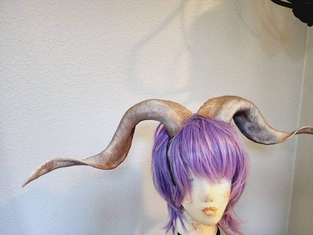 Spanish Goat horns on headband 3D printed custom design lightweight cosplay horned headband large size Photo prop horns Furry addition