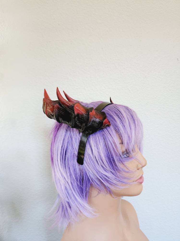 Fantasy splintered Dragon horns Snake Dragon 3d printed horns on headband dragon headress large goat horns beast horns dinosaur cosplay