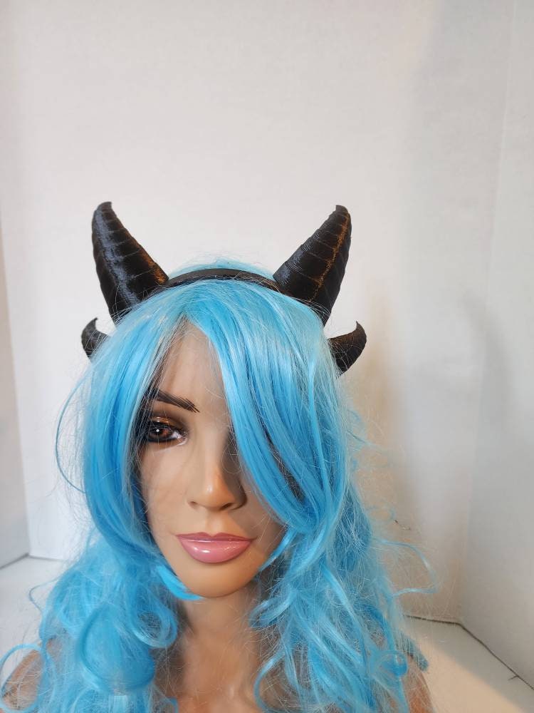 Fantasy Deanerys Dragon inspired 3d printed double set horns on headband Larp costume addition beast horns lizzard horns