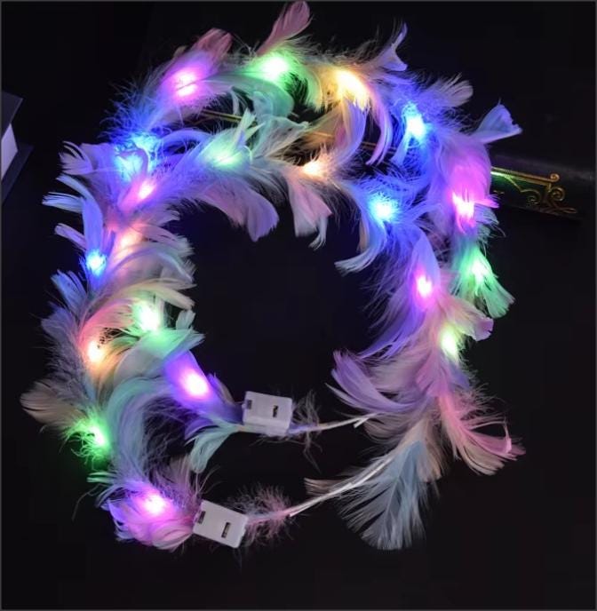 NEW! Holiday Luminous Angel Halo crown headband for kids and adults light up feather crown