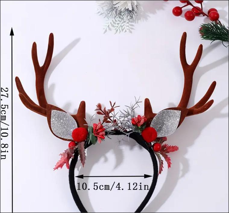 NEW! Christmas tree branch deer antler floral headband for kids and adults