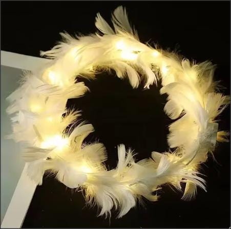 NEW! Holiday Luminous Angel Halo crown headband for kids and adults light up feather crown