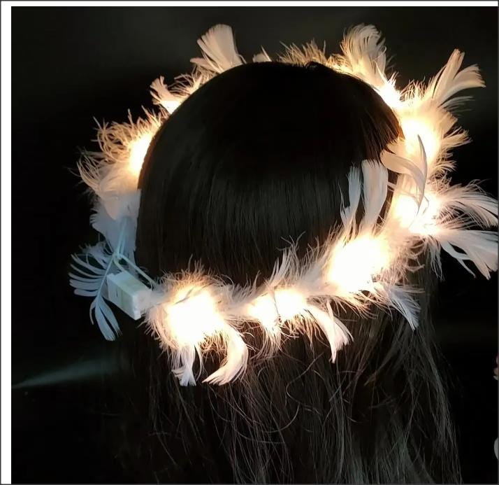 NEW! Holiday Luminous Angel Halo crown headband for kids and adults light up feather crown