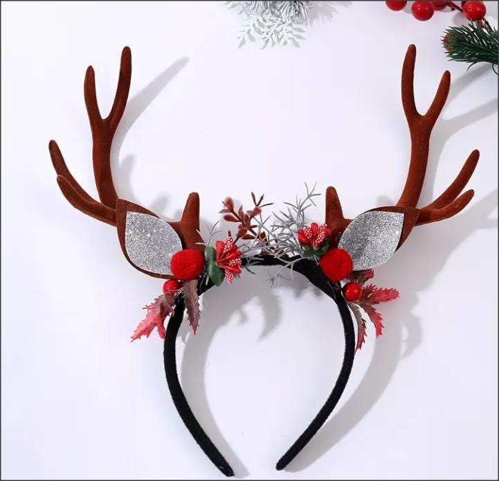 NEW! Christmas tree branch deer antler floral headband for kids and adults