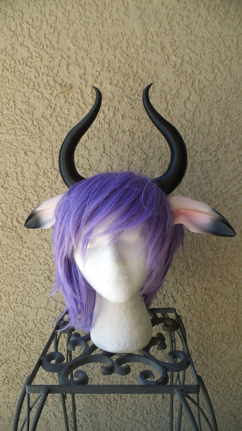Matador-Bull-horns-Ombre-Black Taurus horned headband with animal ears comic-con cosplay horns - Mud And Majesty