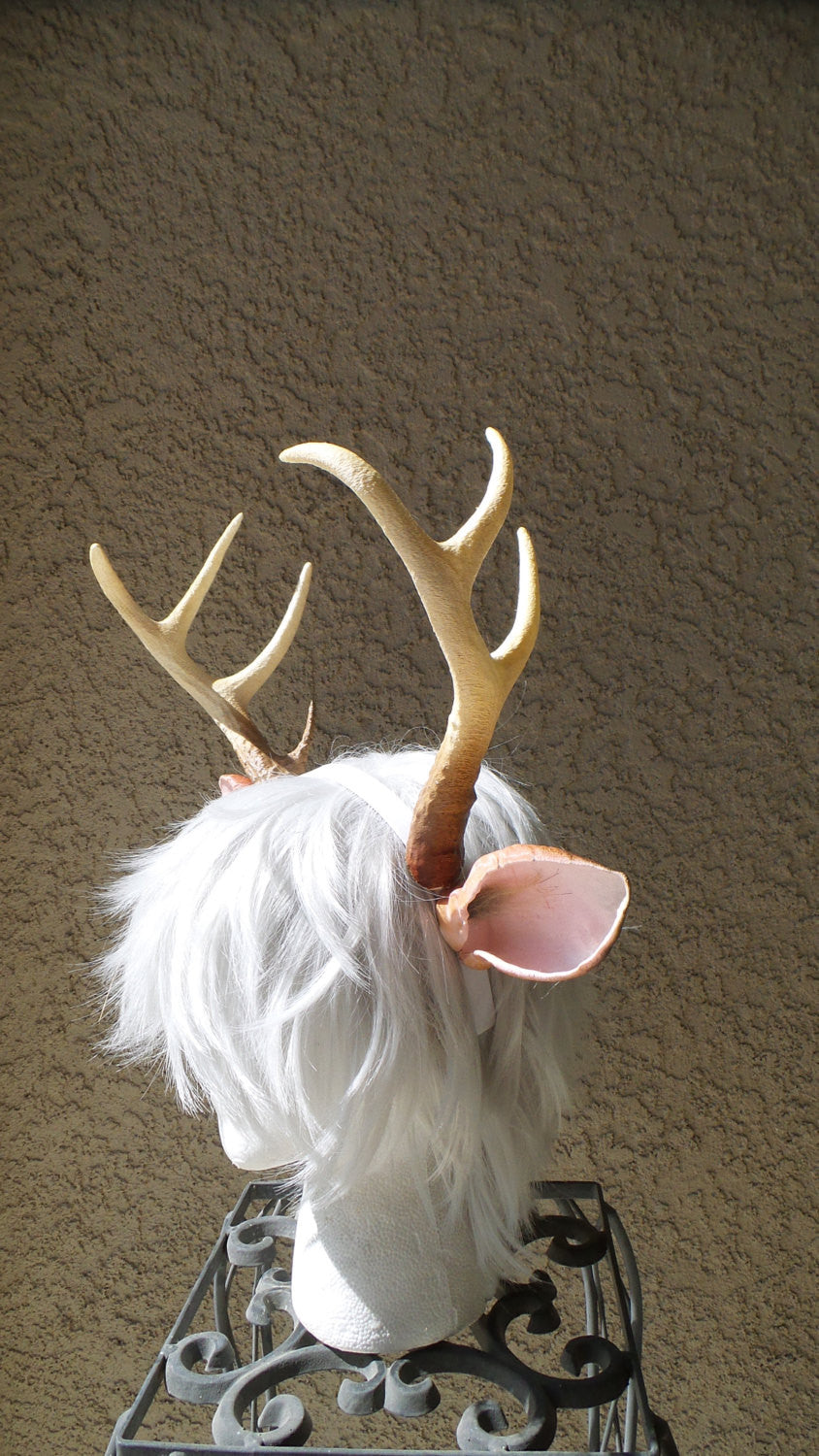 NEW ARRIVAL! Realistic  Doe/Deer Antlers Horns and optional ears  3D Printed (Ultra Light Weight Plastic) Reindeer Antlers comic-con - Mud And Majesty