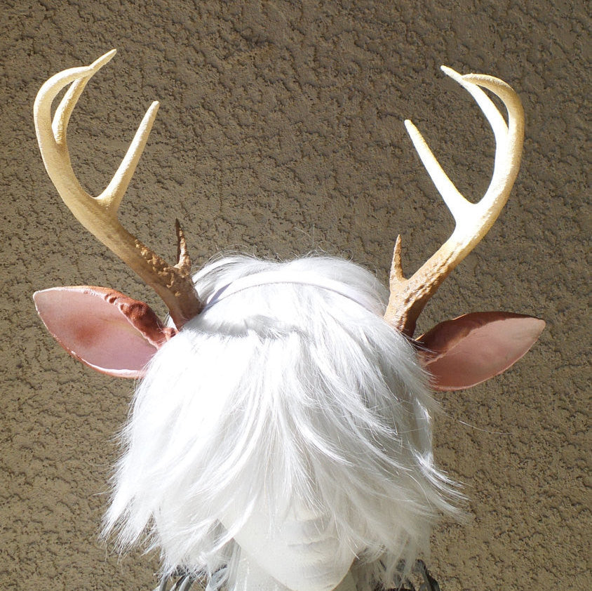 NEW ARRIVAL! Realistic  Doe/Deer Antlers Horns and optional ears  3D Printed (Ultra Light Weight Plastic) Reindeer Antlers comic-con - Mud And Majesty