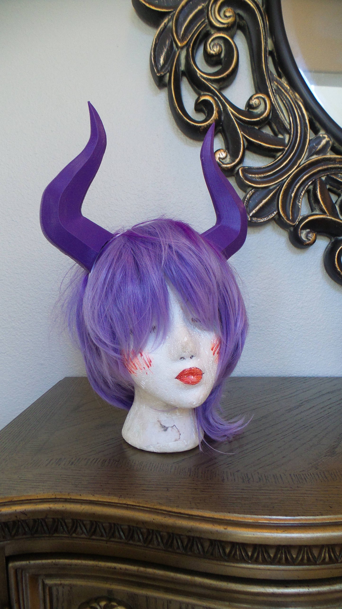Mt Lady inspired Matador-Bull-horns-purple 3D printed light and seamless headband comic-con cosplay horns - Mud And Majesty