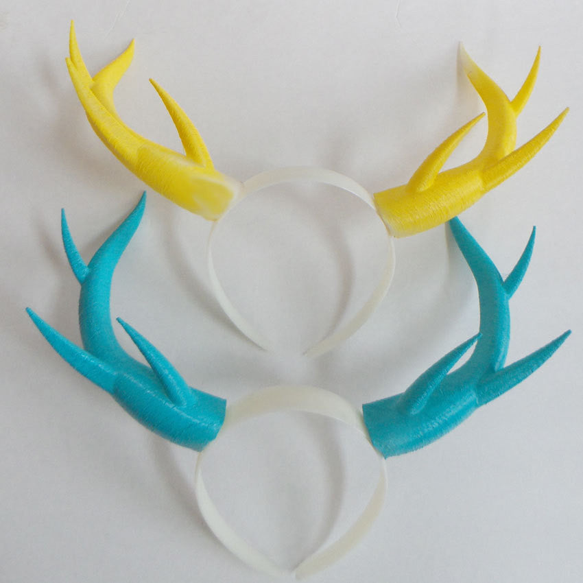 Aqua- Doe/Deer Antlers Horns 3D Printed (Ultra Light Weight Plastic) Blue Reindeer Antlers Reindeer headdress - Mud And Majesty