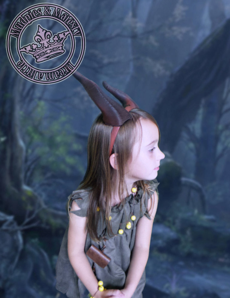 NEW ADDITION! Young child Maleficent Inspired 8" Play Time Horns 3D Printed (Ultra Light Weight Plastic) - Mud And Majesty