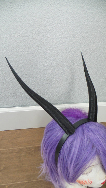 Black Gazelle horns Goat horns Elegant smooth Haku horned headband long and thin Photo prop horns Furry addition ships un-attached