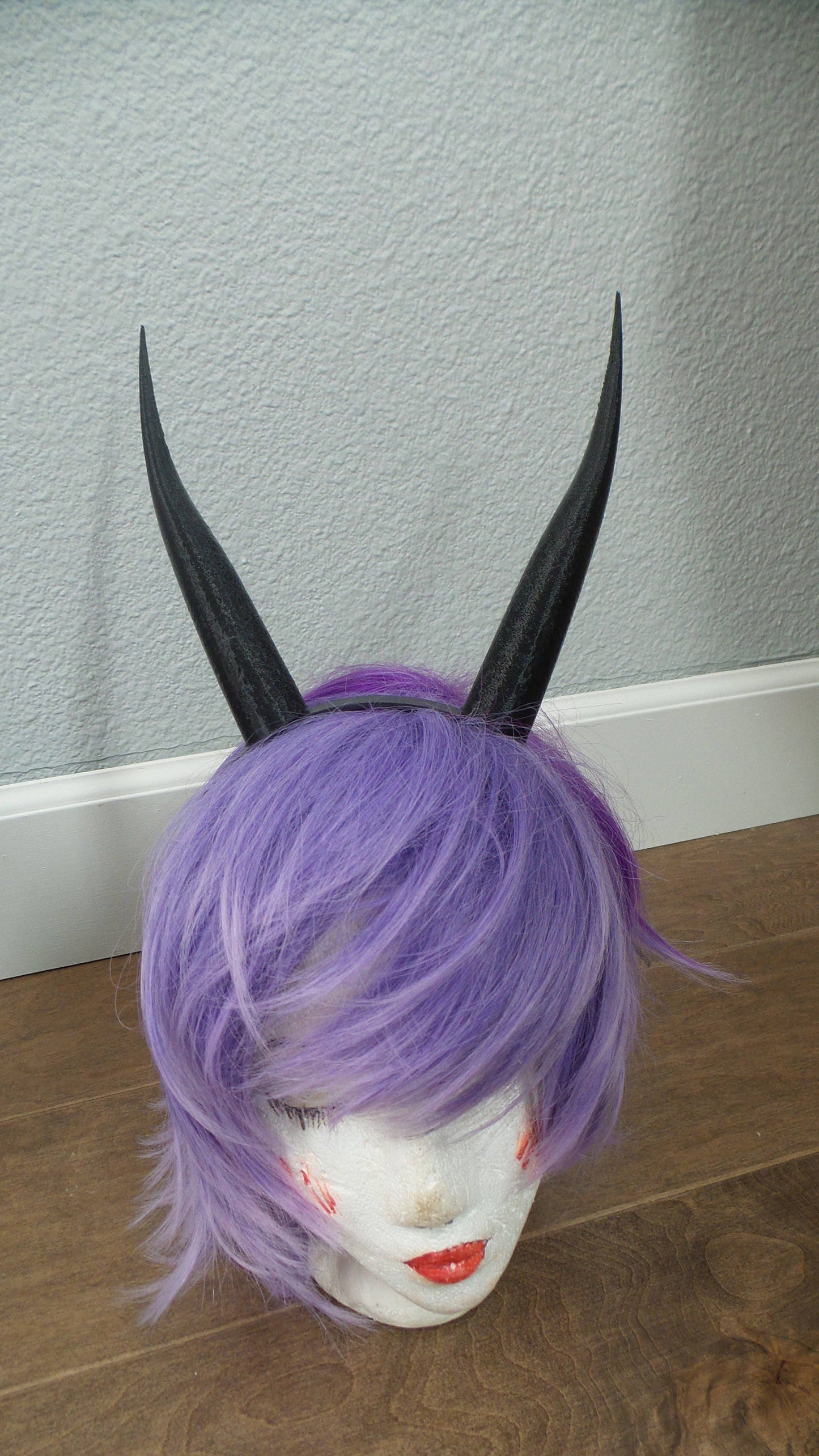Black Gazelle horns Goat horns Elegant smooth Haku horned headband long and thin Photo prop horns Furry addition ships un-attached