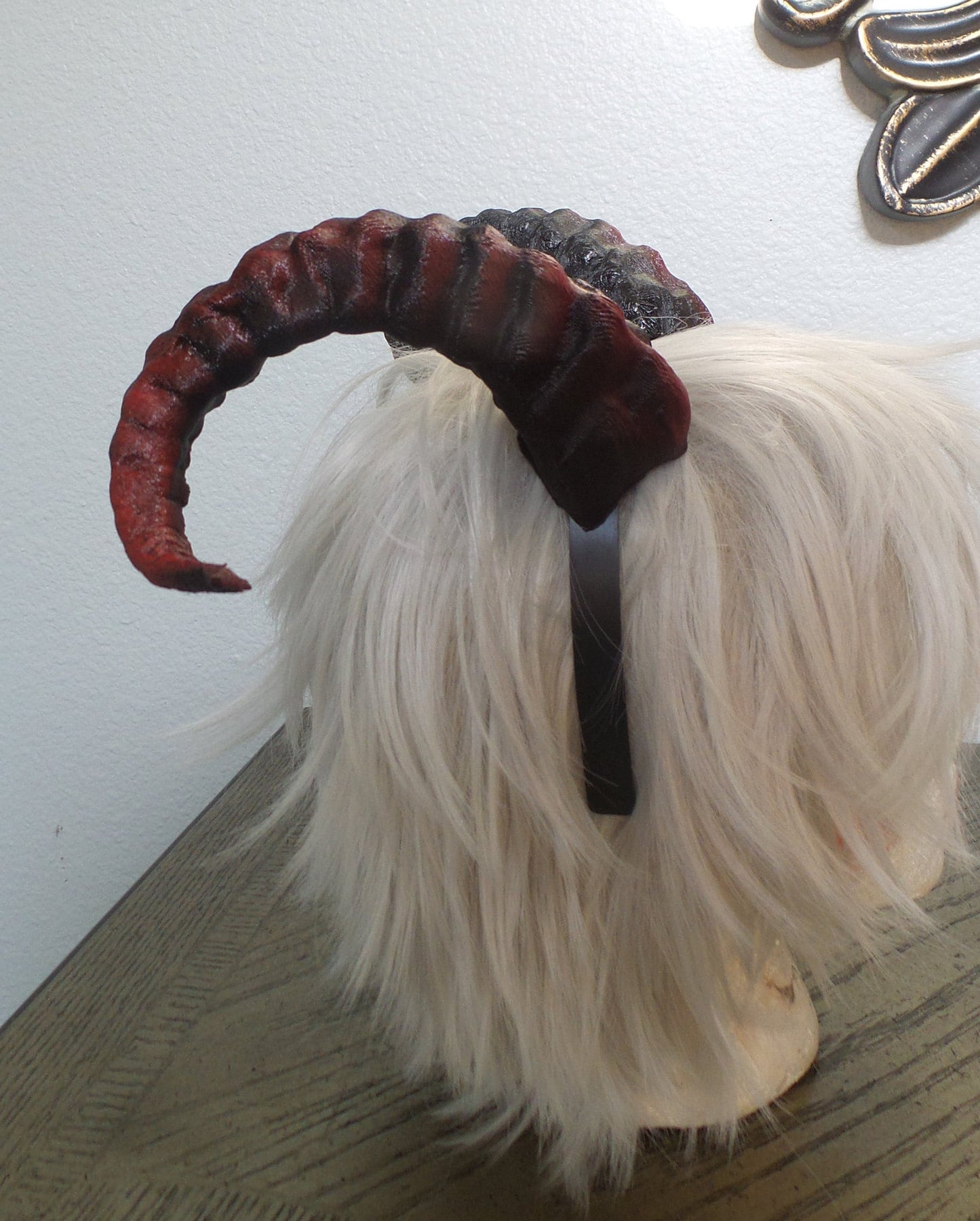 New Arrival: Beast Grand Costume Cosplay ULTRA LIGHT WEIGHT Curled Beastly Horns red highlights