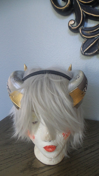 Nordic Mythology Fantasy Snake Dragon 3d printed horns on headband DIY costume addition dragon comic-con fantasy viking horns silver & gold