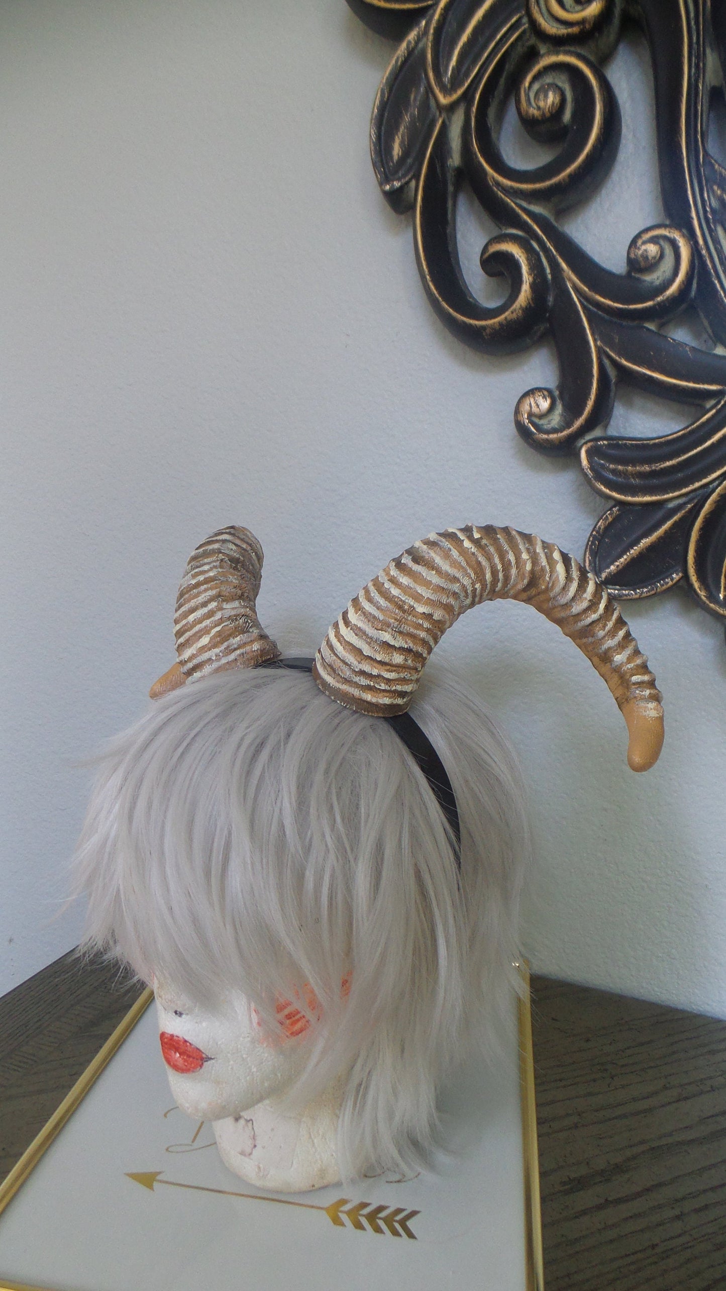 NEW ARRIVAL RAM horns headband 3D printed cosplay comicon fantasy horns