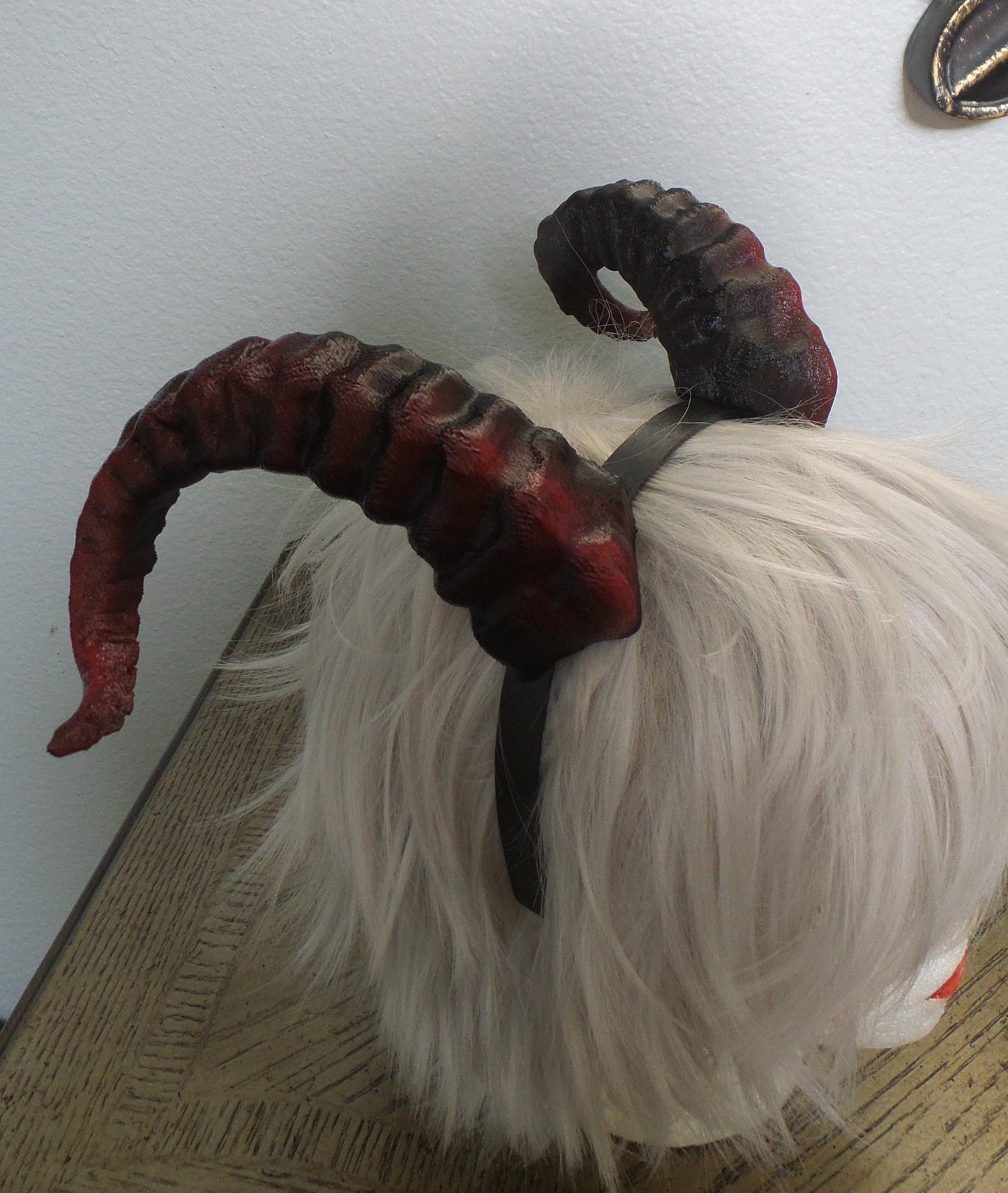 New Arrival: Beast Grand Costume Cosplay ULTRA LIGHT WEIGHT Curled Beastly Horns red highlights