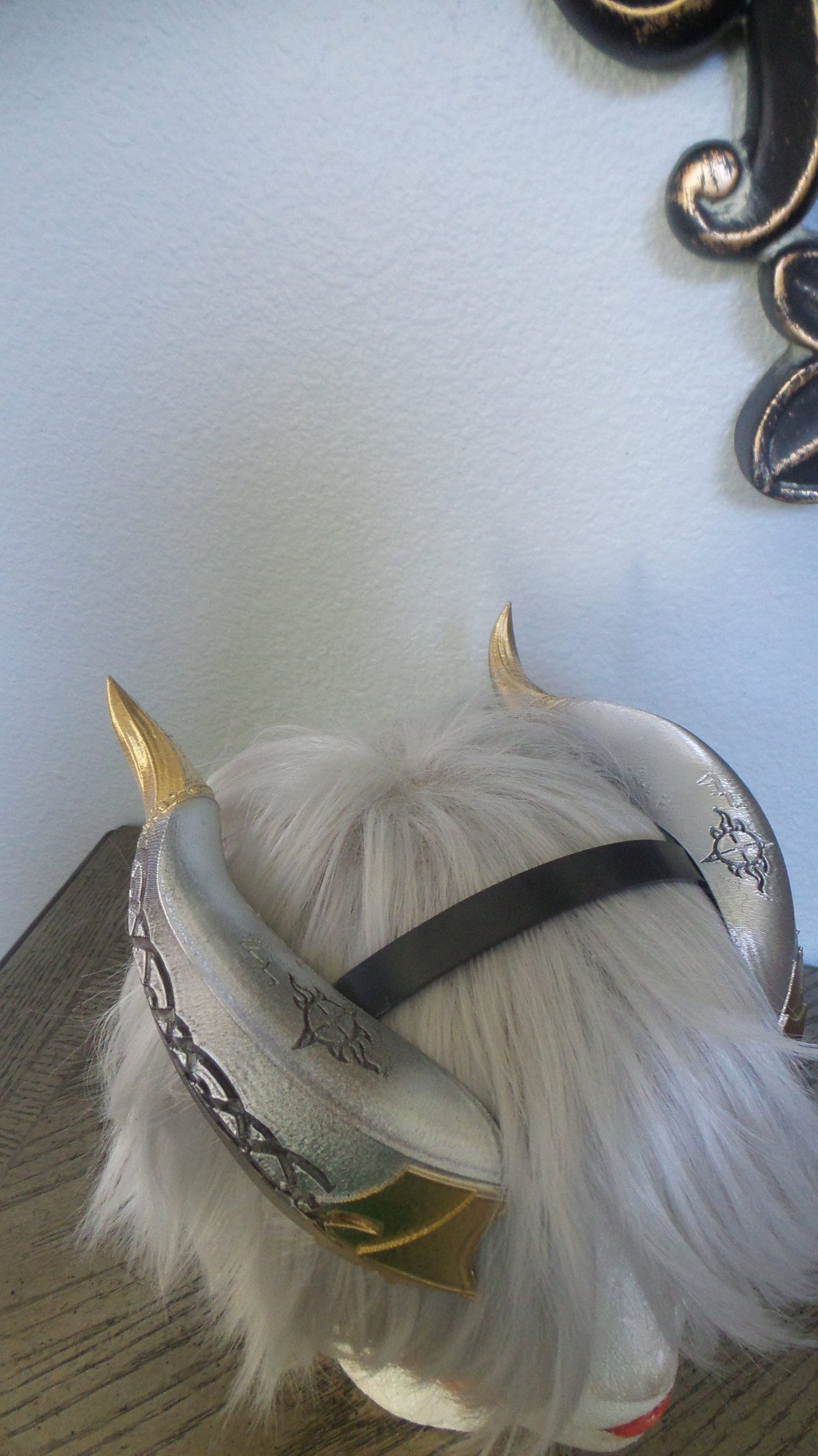 Nordic Mythology Fantasy Snake Dragon 3d printed horns on headband DIY costume addition dragon comic-con fantasy viking horns silver & gold