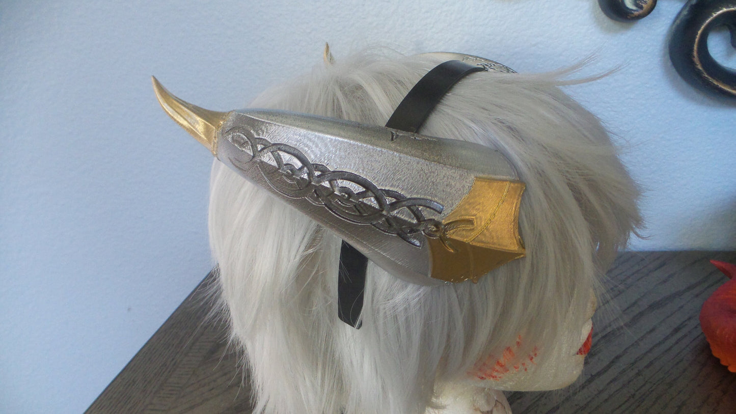 Nordic Mythology Fantasy Snake Dragon 3d printed horns on headband DIY costume addition dragon comic-con fantasy viking horns silver & gold