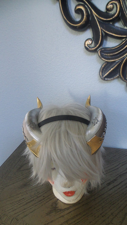 Nordic Mythology Fantasy Snake Dragon 3d printed horns on headband DIY costume addition dragon comic-con fantasy viking horns silver & gold