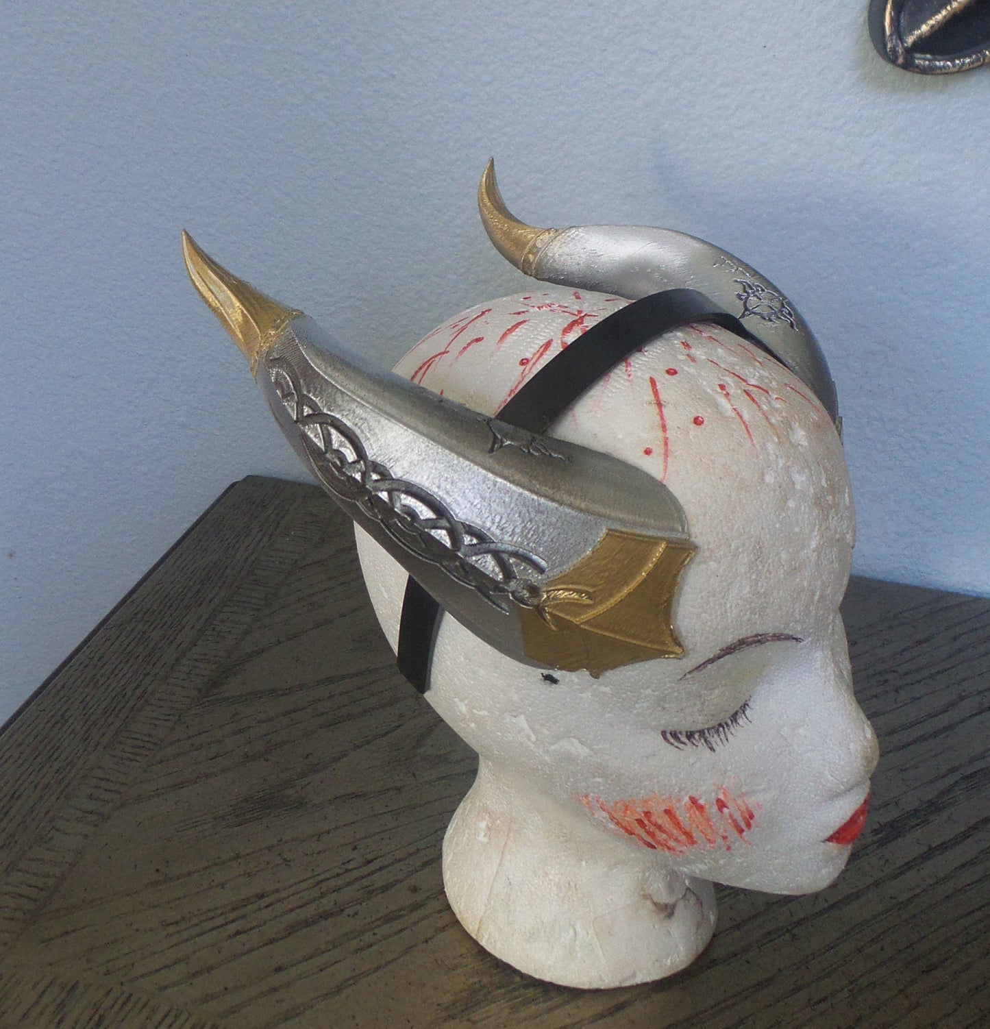 Nordic Mythology Fantasy Snake Dragon 3d printed horns on headband DIY costume addition dragon comic-con fantasy viking horns silver & gold