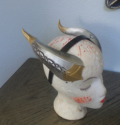 Nordic Mythology Fantasy Snake Dragon 3d printed horns on headband DIY costume addition dragon comic-con fantasy viking horns silver & gold