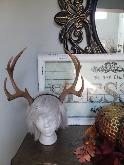 NEW! Realistic Doe Elk Deer Antlers Horns XL stag antlers 3D Printed (Ultra Light Weight Plastic) Reindeer Antlers comic-con