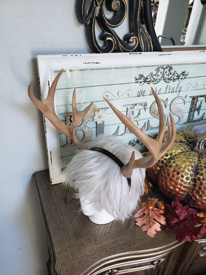 NEW! Realistic Doe Elk Deer Antlers Horns XL stag antlers 3D Printed (Ultra Light Weight Plastic) Reindeer Antlers comic-con