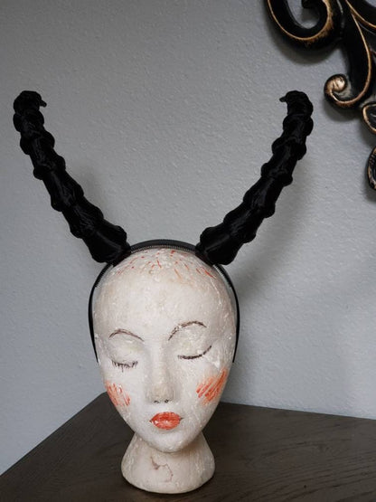 Mountain Goat horns Krampus horns on headband  lightweight cosplay horned headband long and thin Photo prop horns Furry addition
