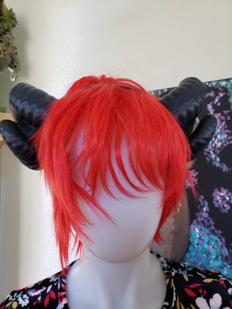 NEW ARRIVAL Jesters Horns  RAM horns headband 3D printed cosplay wow swirly  twisted blue with silver tips critical role style