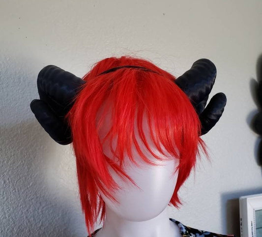 NEW ARRIVAL Jesters Horns  RAM horns headband 3D printed cosplay wow swirly  twisted blue with silver tips critical role style