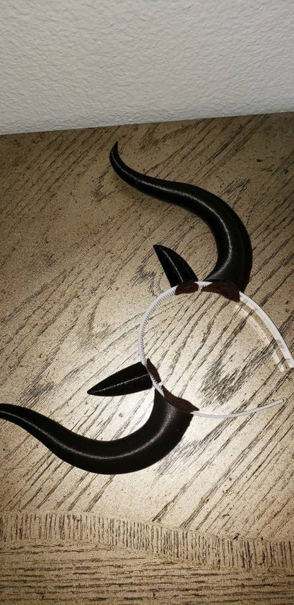 Matador-Bull-horns-Ombre-Black double horned headband comic-con cosplay horns