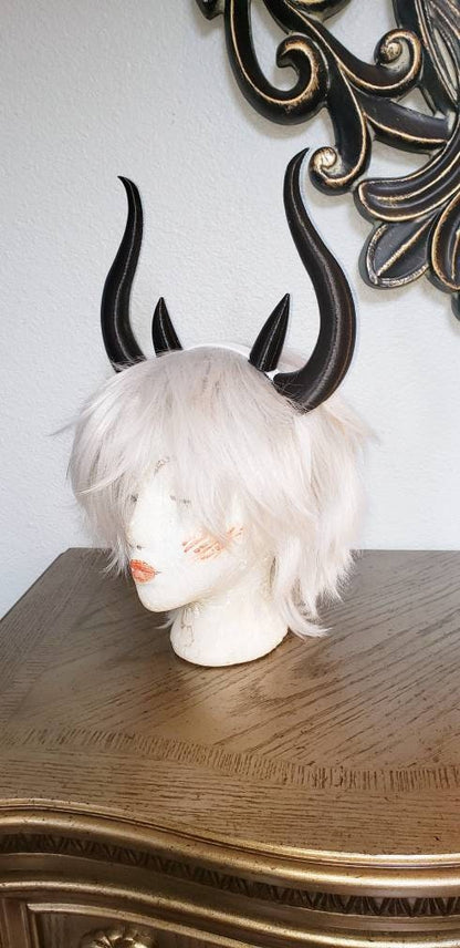 Matador-Bull-horns-Ombre-Black double horned headband comic-con cosplay horns