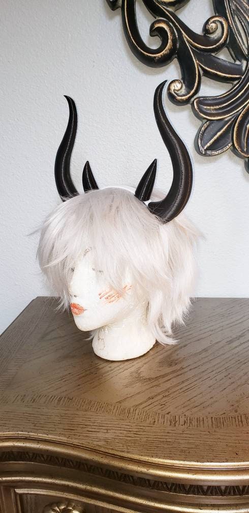 Matador-Bull-horns-Ombre-Black double horned headband comic-con cosplay horns