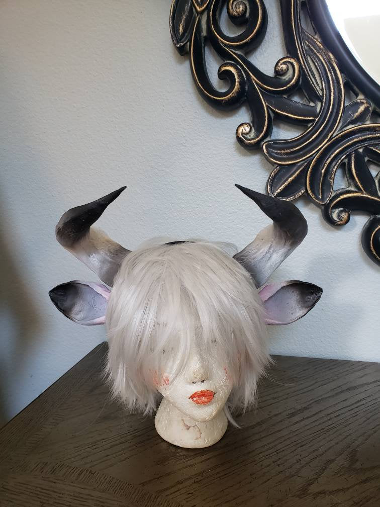 Minotaur Horns and Ears- Long Horn Cow-Bull Matador horns headband 3D printed cosplay comicon fantasy horns  wow lightweight horns overlord
