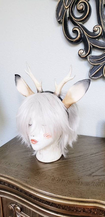 NEW ARRIVAL! Realistic  Doe / Deer Antlers Horns and optional ears  3D Printed   Antlers comic-con Jackalope style