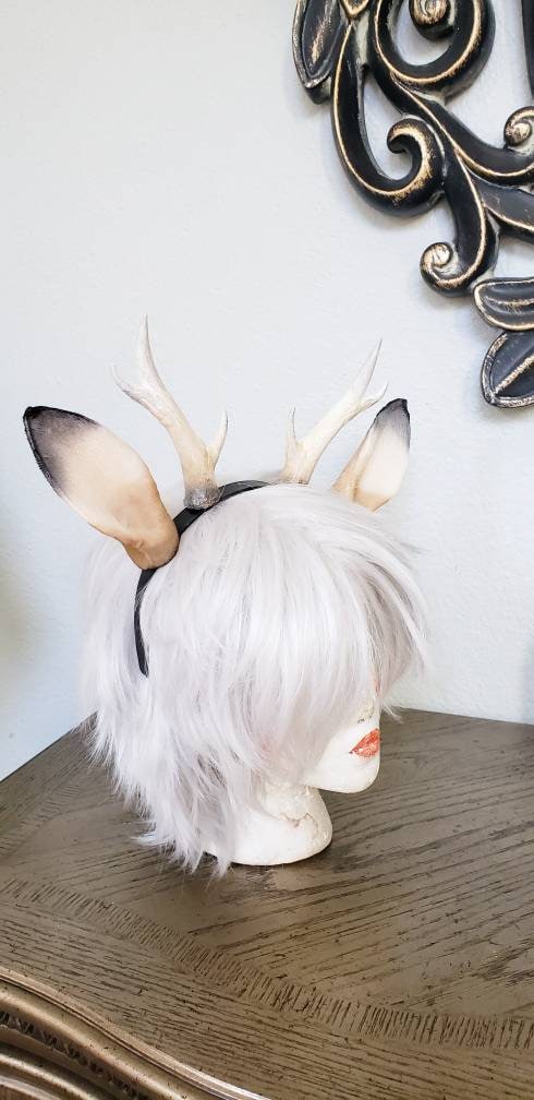 NEW ARRIVAL! Realistic  Doe / Deer Antlers Horns and optional ears  3D Printed   Antlers comic-con Jackalope style