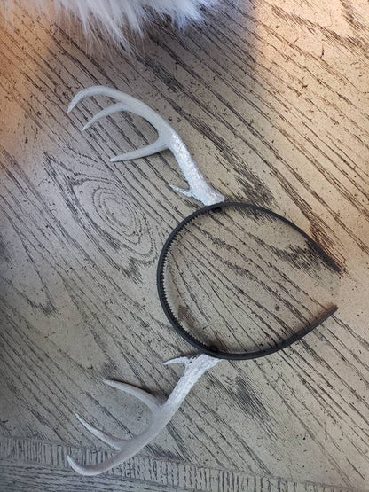 NEW ARRIVAL! Small 6" size  Doe / Deer Antlers  3D Printed (Ultra Light Weight Plastic) silver Reindeer Antlers comic-con fantasy fawn