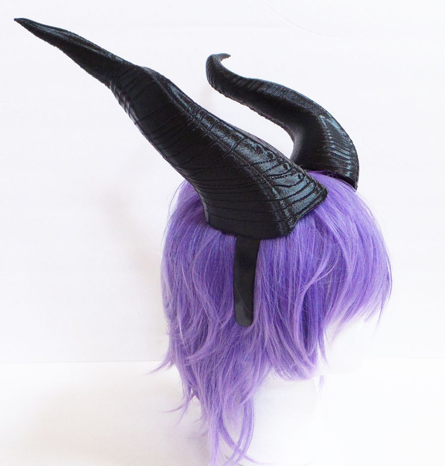 BLACK Large Horns 12.5" Maleficent Inspired Horns  3D Printed (Ultra Light Weight Plastic) Suitable for adults comic-con