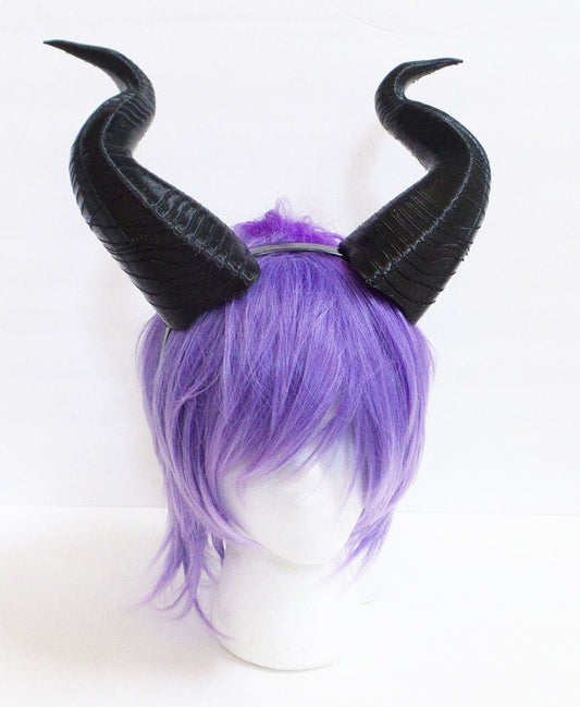 BLACK Large Horns 12.5" Maleficent Inspired Horns  3D Printed (Ultra Light Weight Plastic) Suitable for adults comic-con