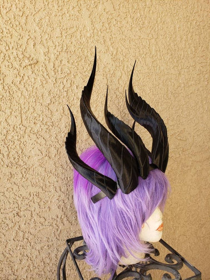 Fantasy Dragon Elegant long Dragon 3d printed horns three sets on headband costume addition dragon comicon fantasy  lizzard horns