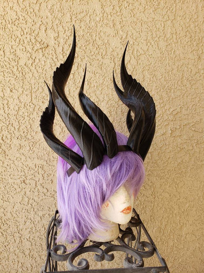Fantasy Dragon Elegant long Dragon 3d printed horns three sets on headband costume addition dragon comicon fantasy  lizzard horns