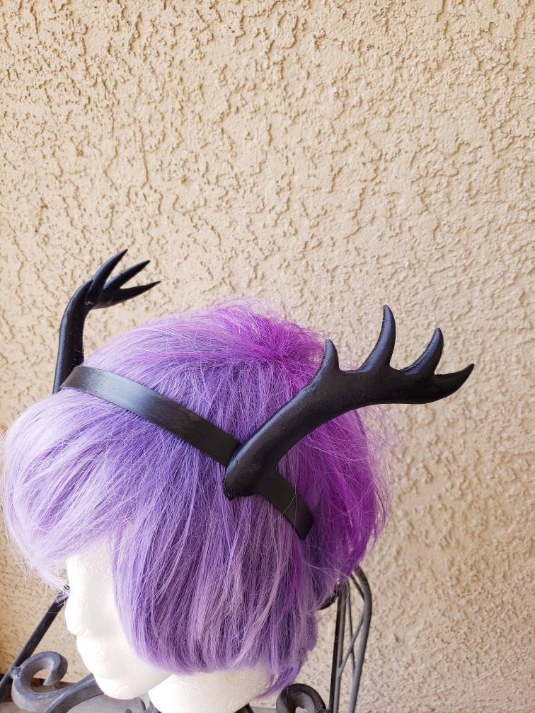 NEW ARRIVAL! Wood teifling Antlers  3D Printed (Ultra Light Weight Plastic) lean back Antlers comic-con fantasy fawn antlers headband