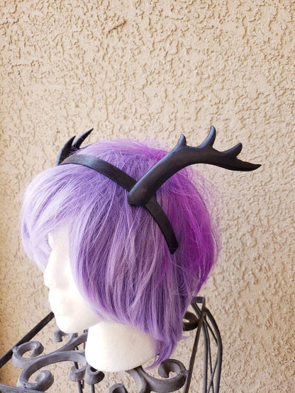 NEW ARRIVAL! Wood teifling Antlers  3D Printed (Ultra Light Weight Plastic) lean back Antlers comic-con fantasy fawn antlers headband